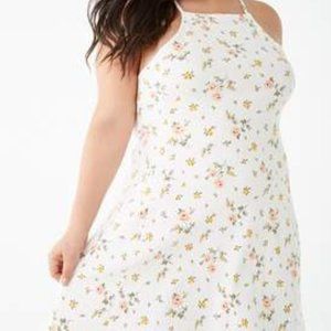 Forever 21 Plus White Floral Swing Dress